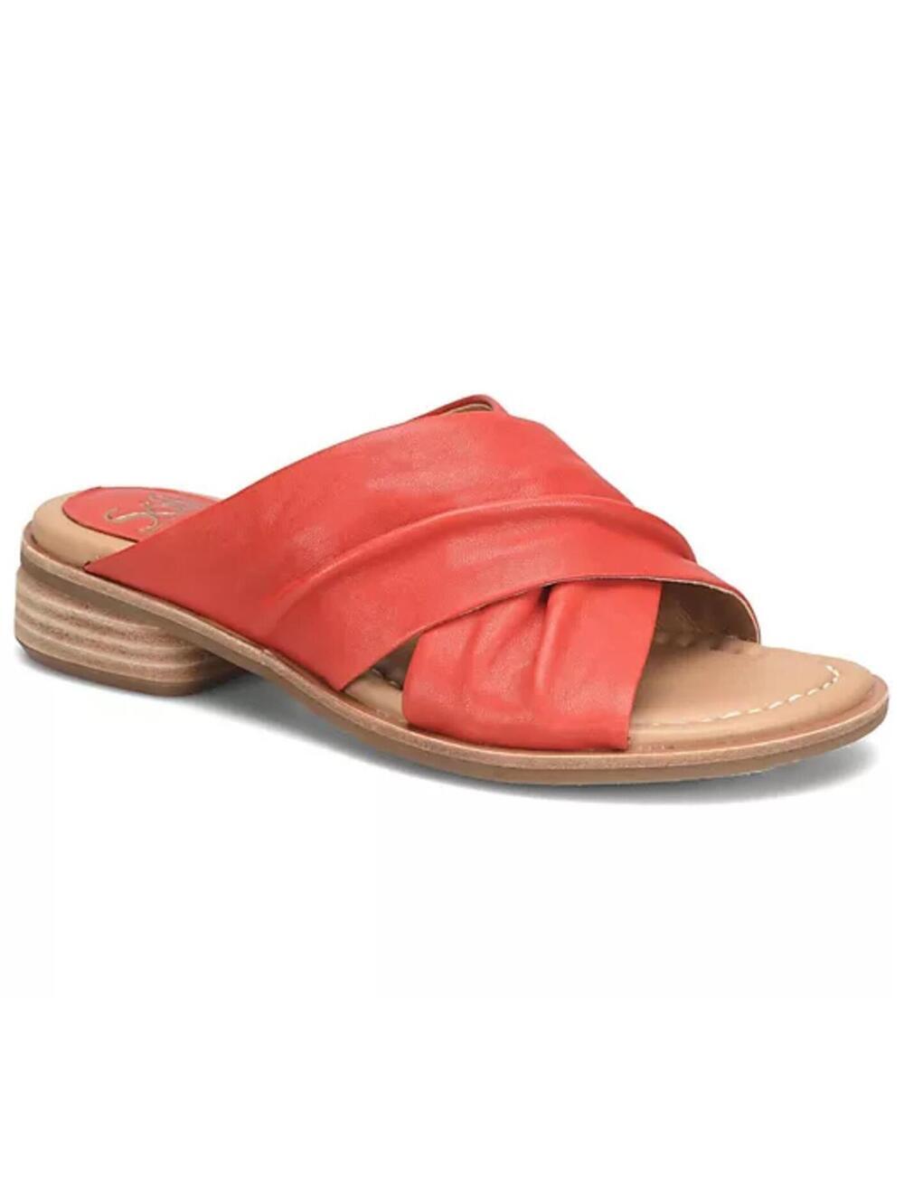 Sofft Crossed Fallon Sofft Crossed Leather Sandal  7 Red Coral